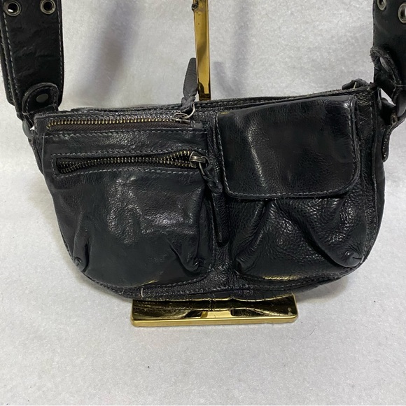 Free People Wade Leather Sling Black Crossbody Festival Bag - Picture 2 of 12